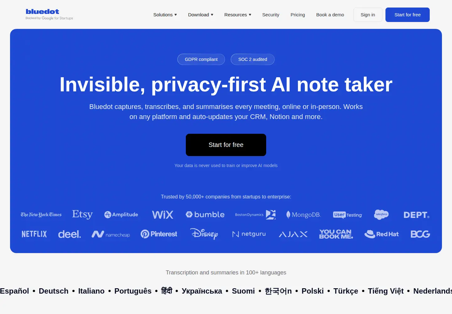 Screenshot of bluedothq.com