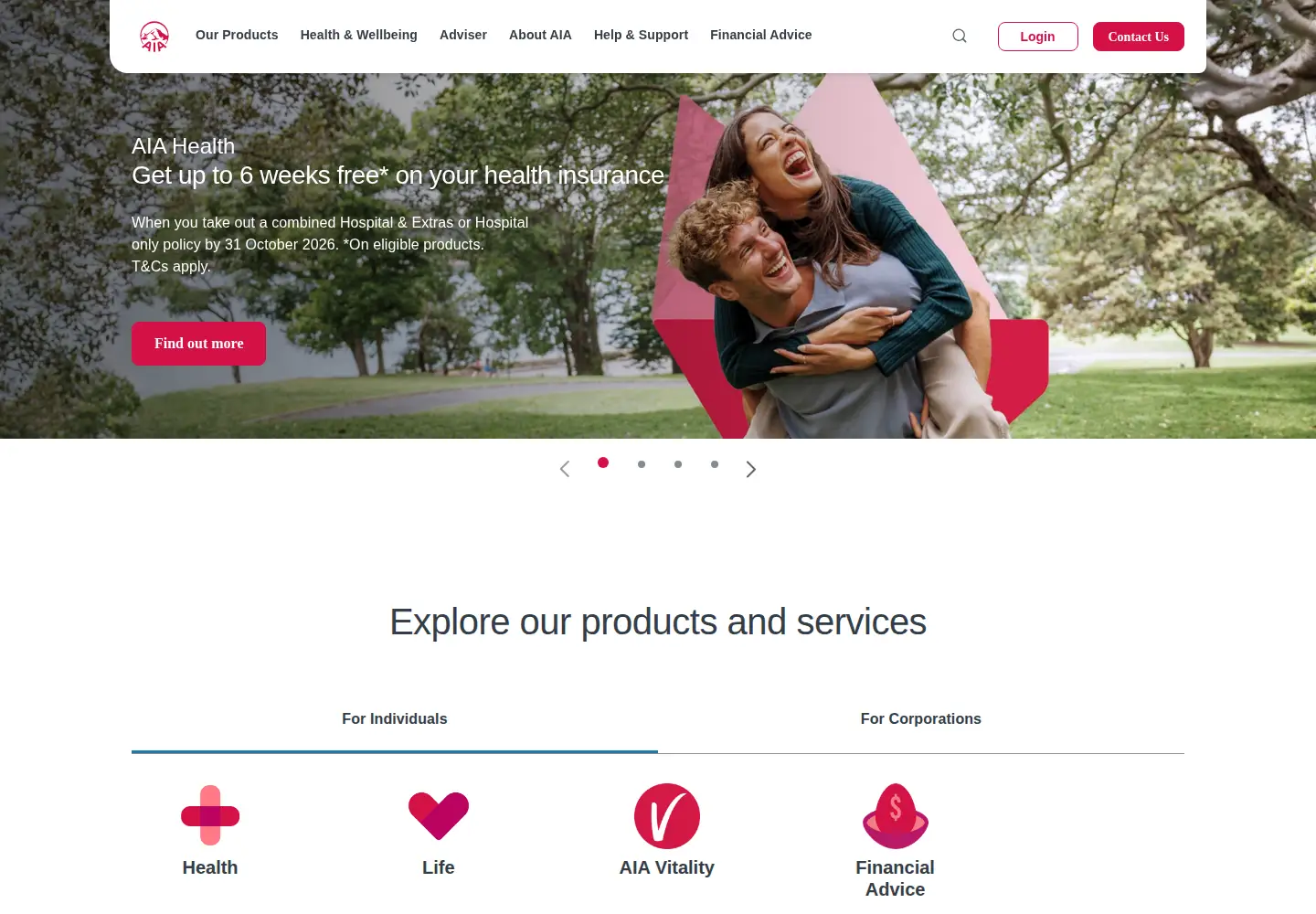 Screenshot of aia.com.au