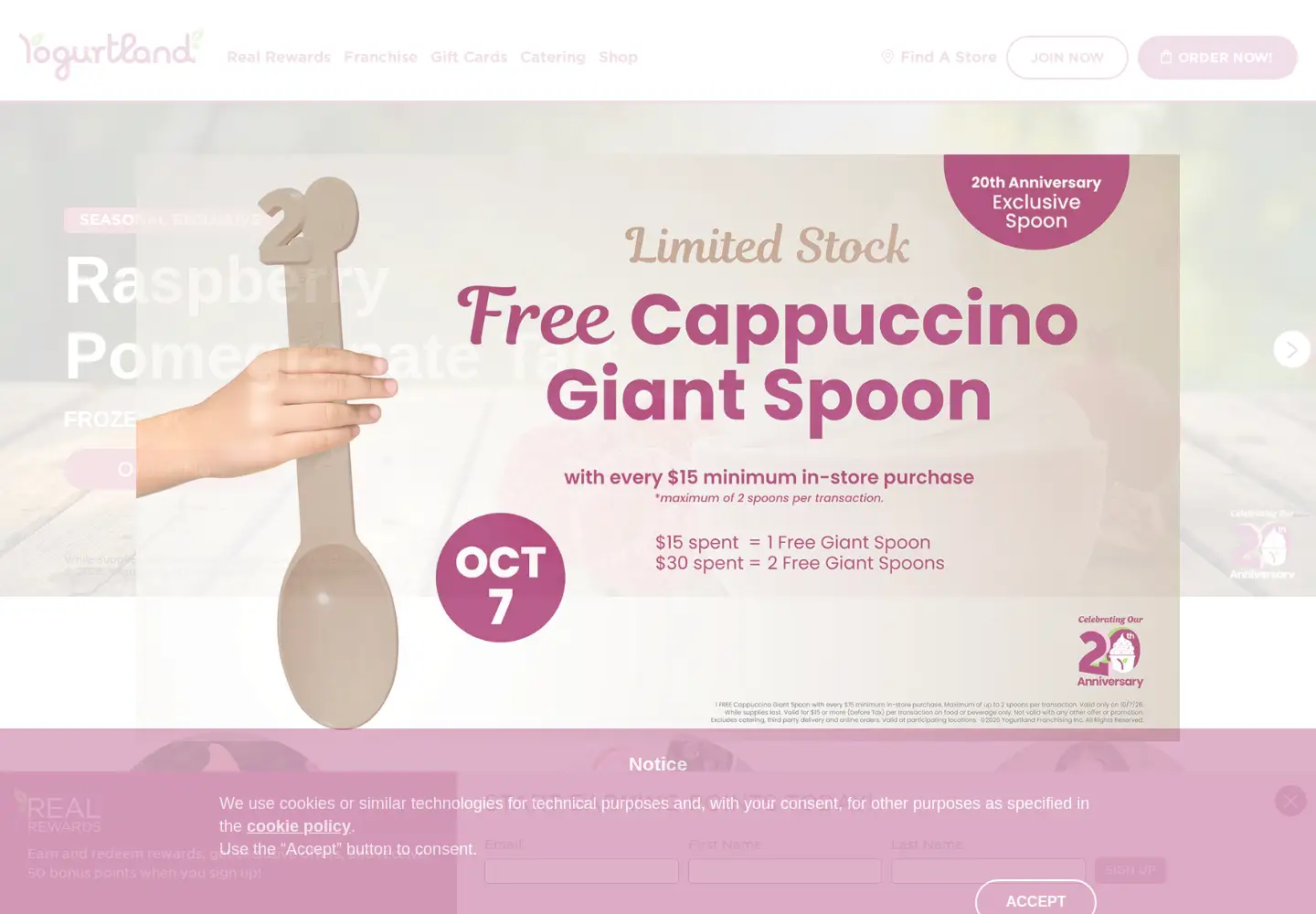 Screenshot of yogurtland.com