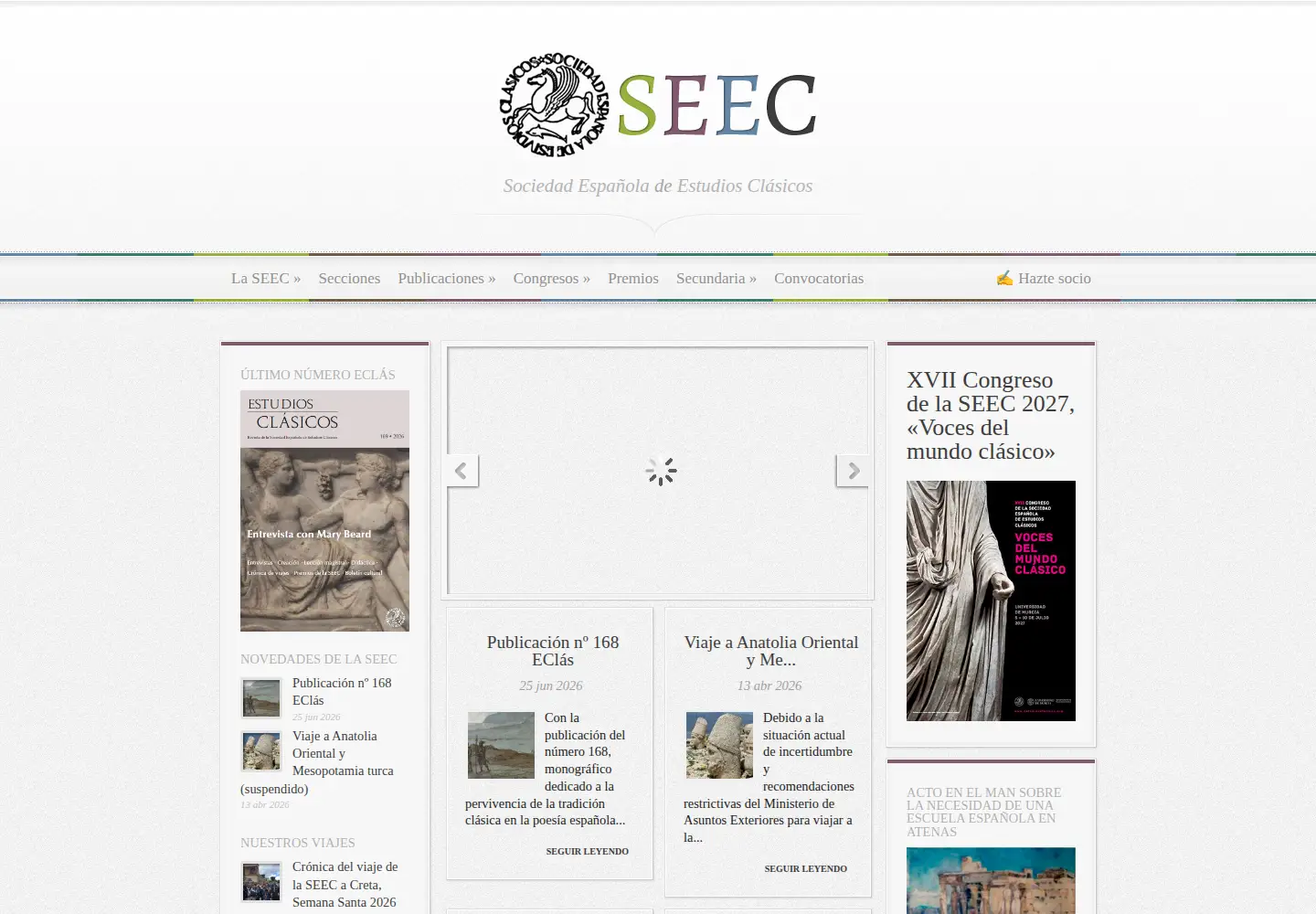 Captured homepage of estudiosclasicos.org in the current scan