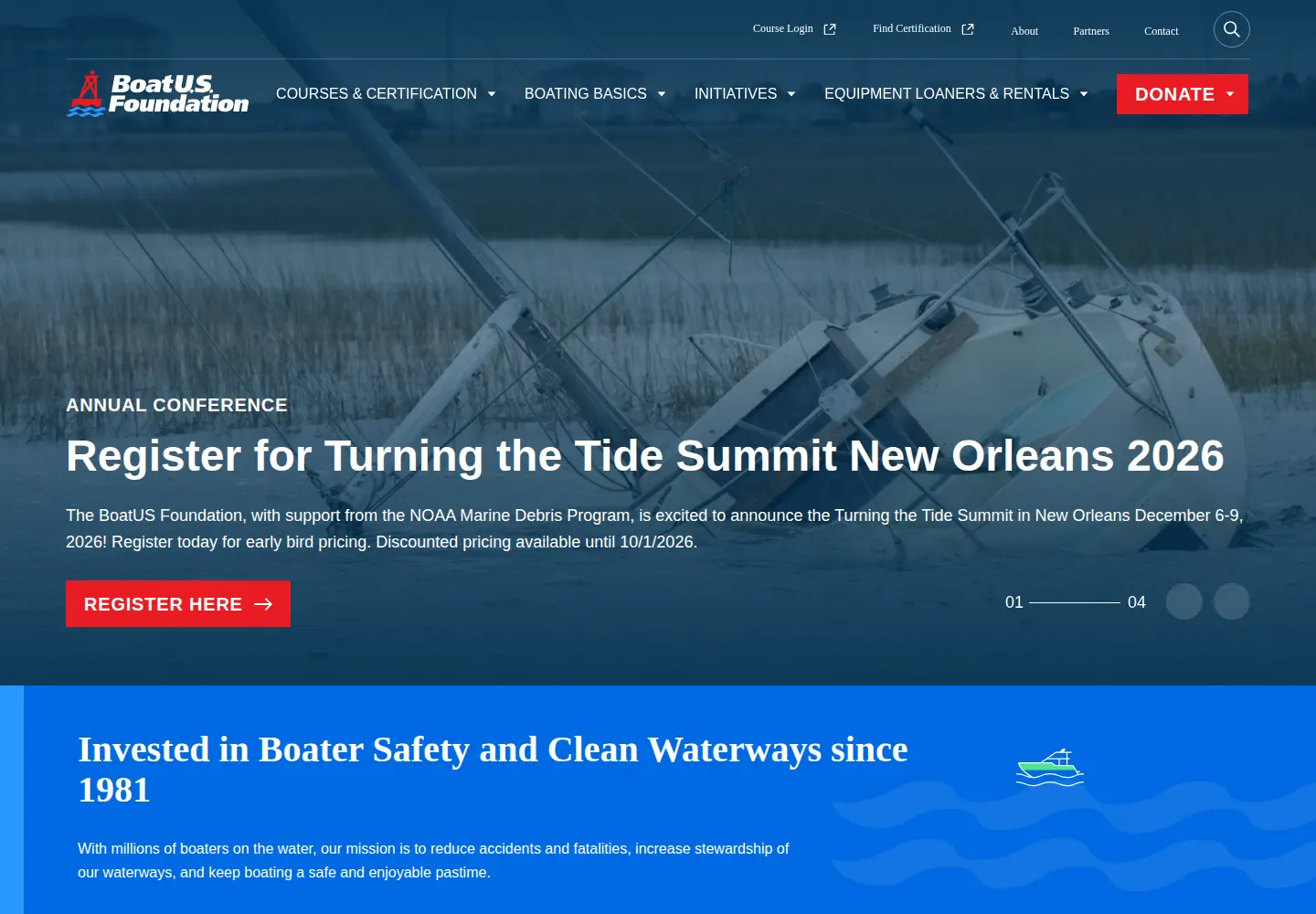Captured homepage of boatus.org in the current scan
