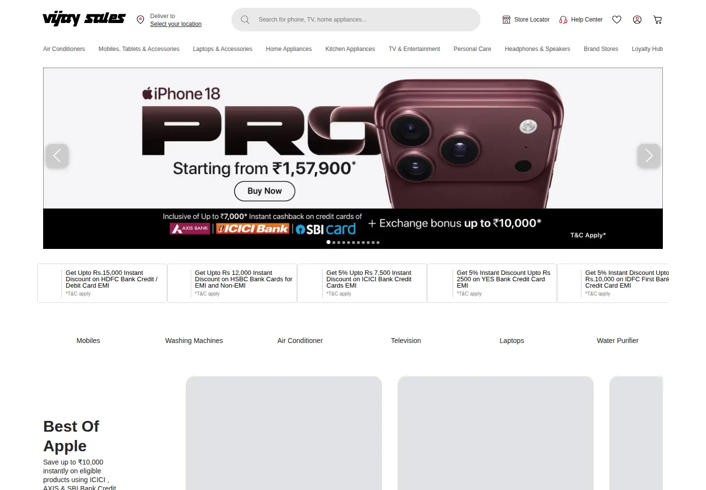 Captured homepage of vijaysales.com in the current scan