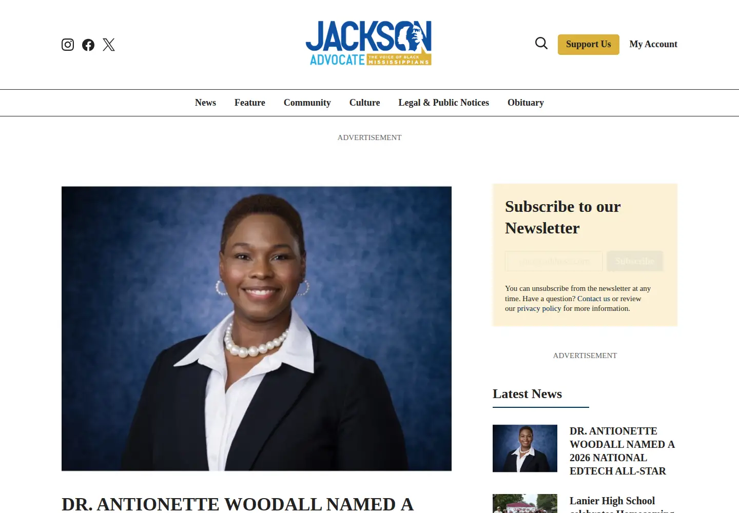 Screenshot of jacksonadvocateonline.com