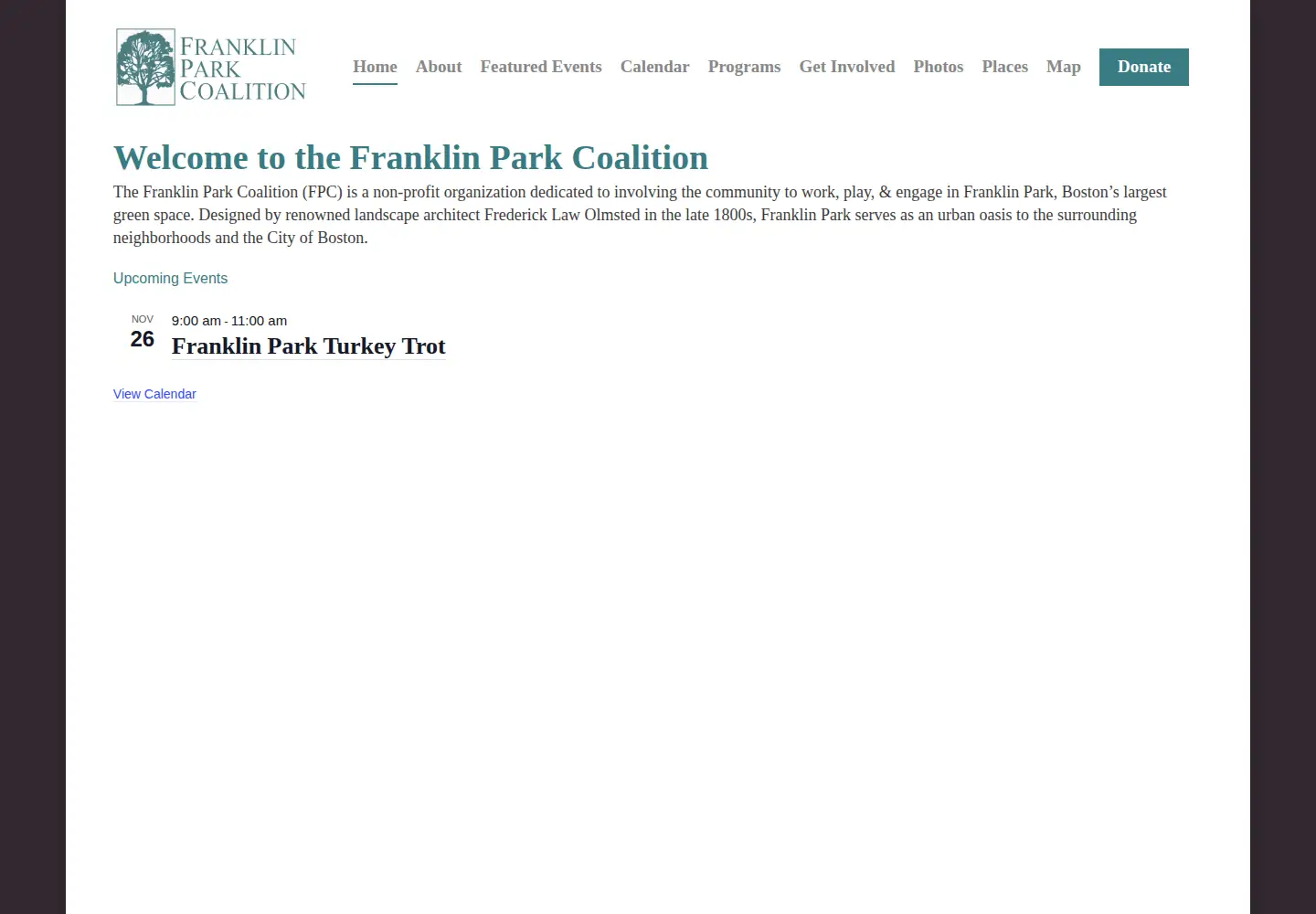 Screenshot of franklinparkcoalition.org