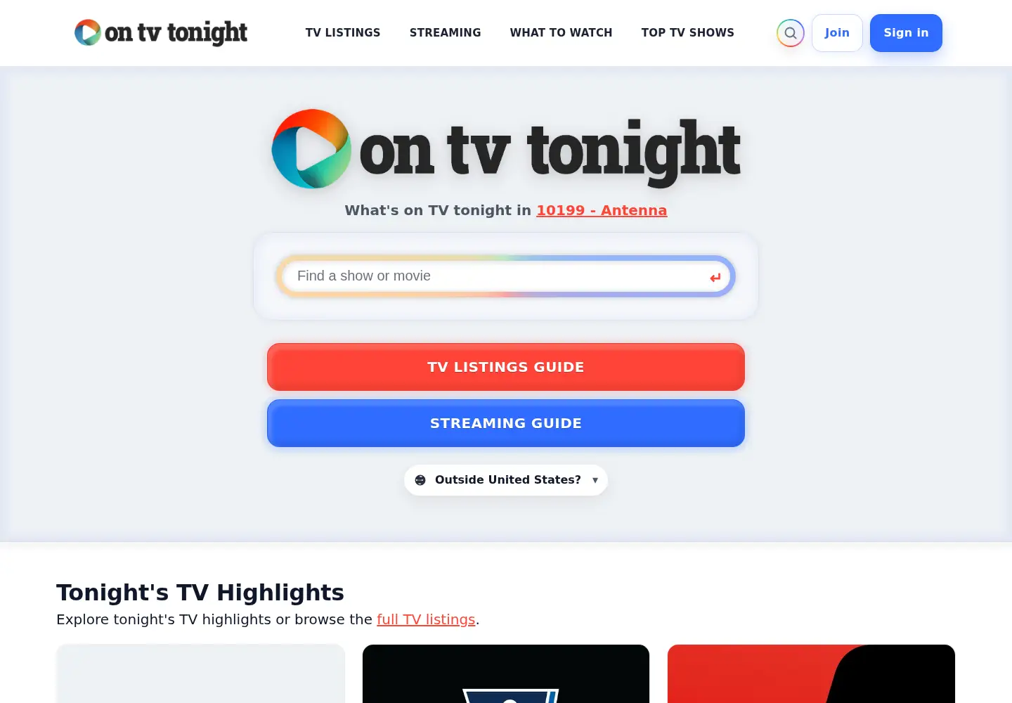Screenshot of ontvtonight.com