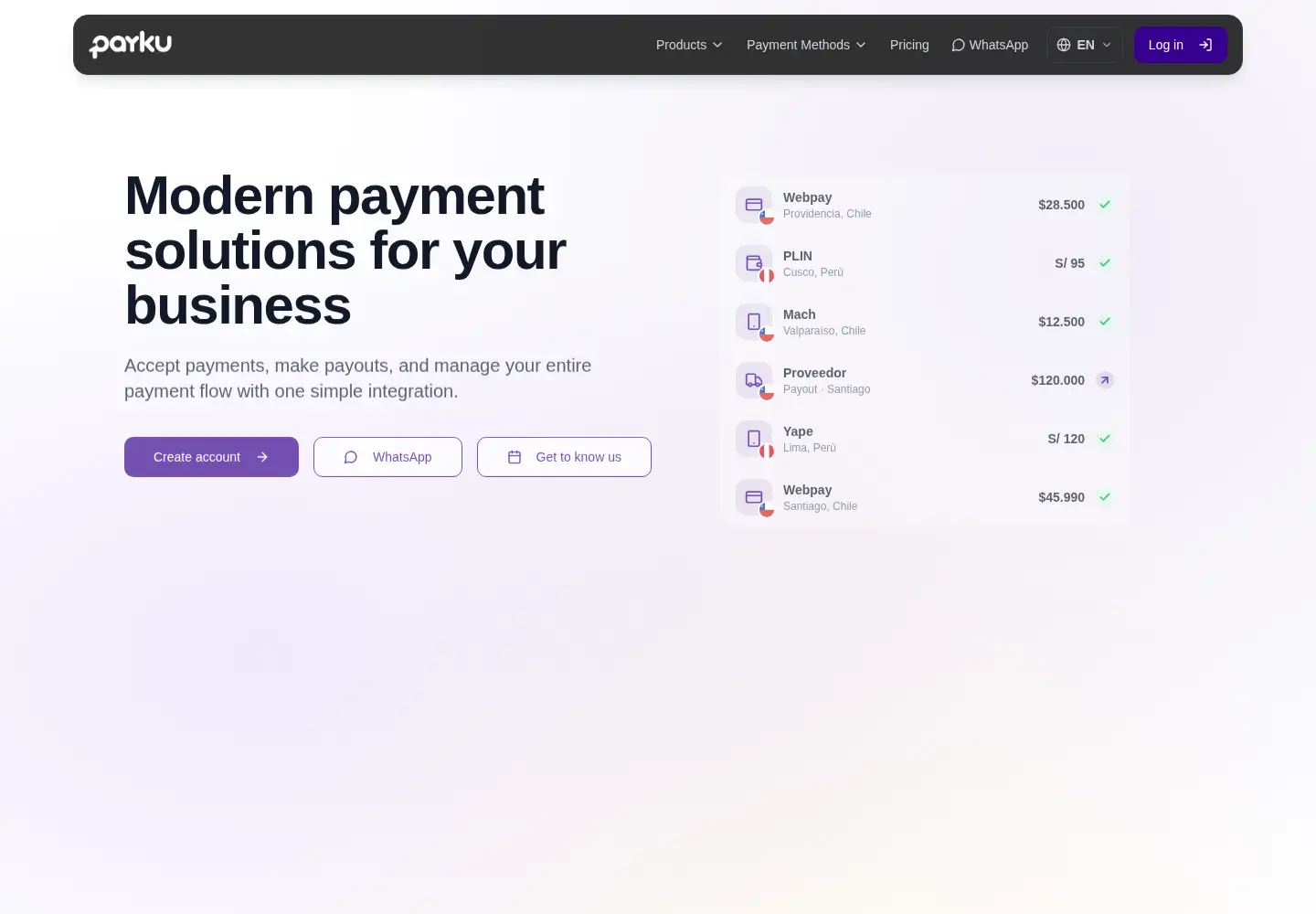 Screenshot of payku.com