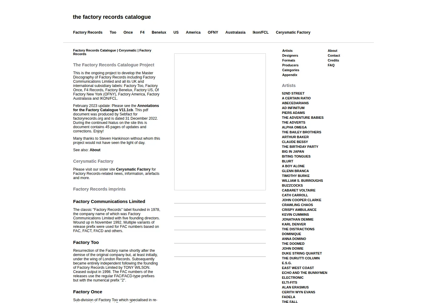 Screenshot of factoryrecords.org