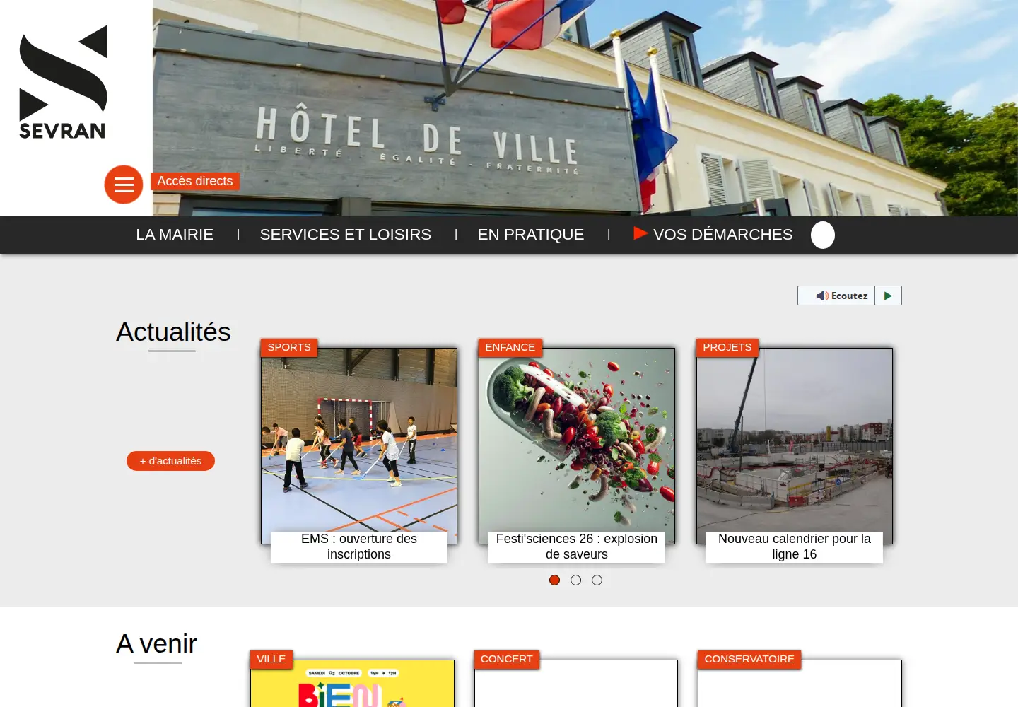 Captured homepage of ville-sevran.fr in the current scan