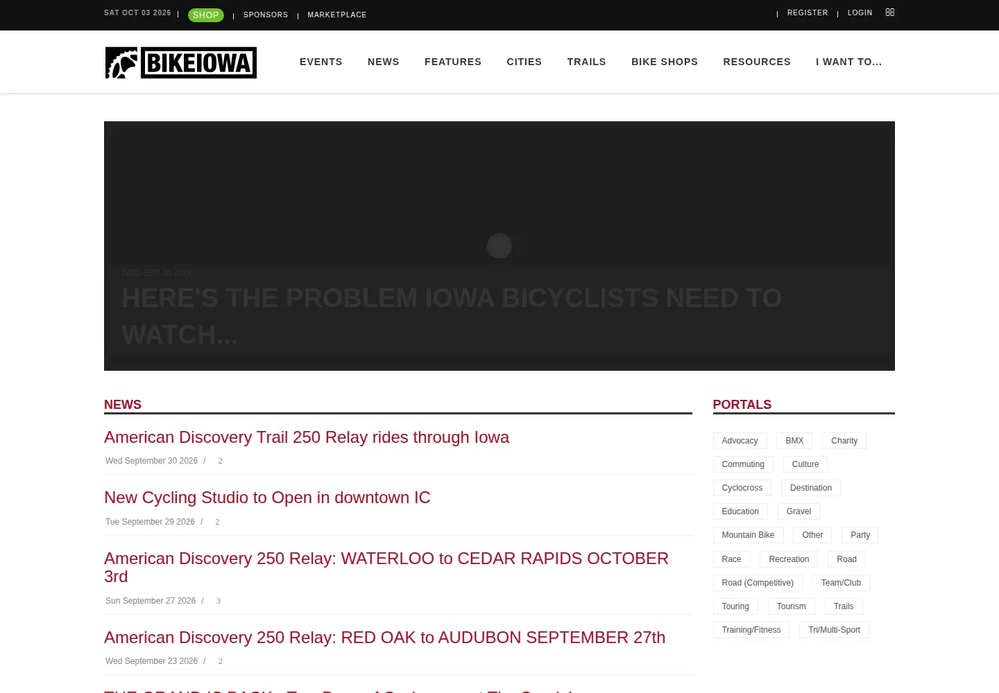 Screenshot of bikeiowa.com