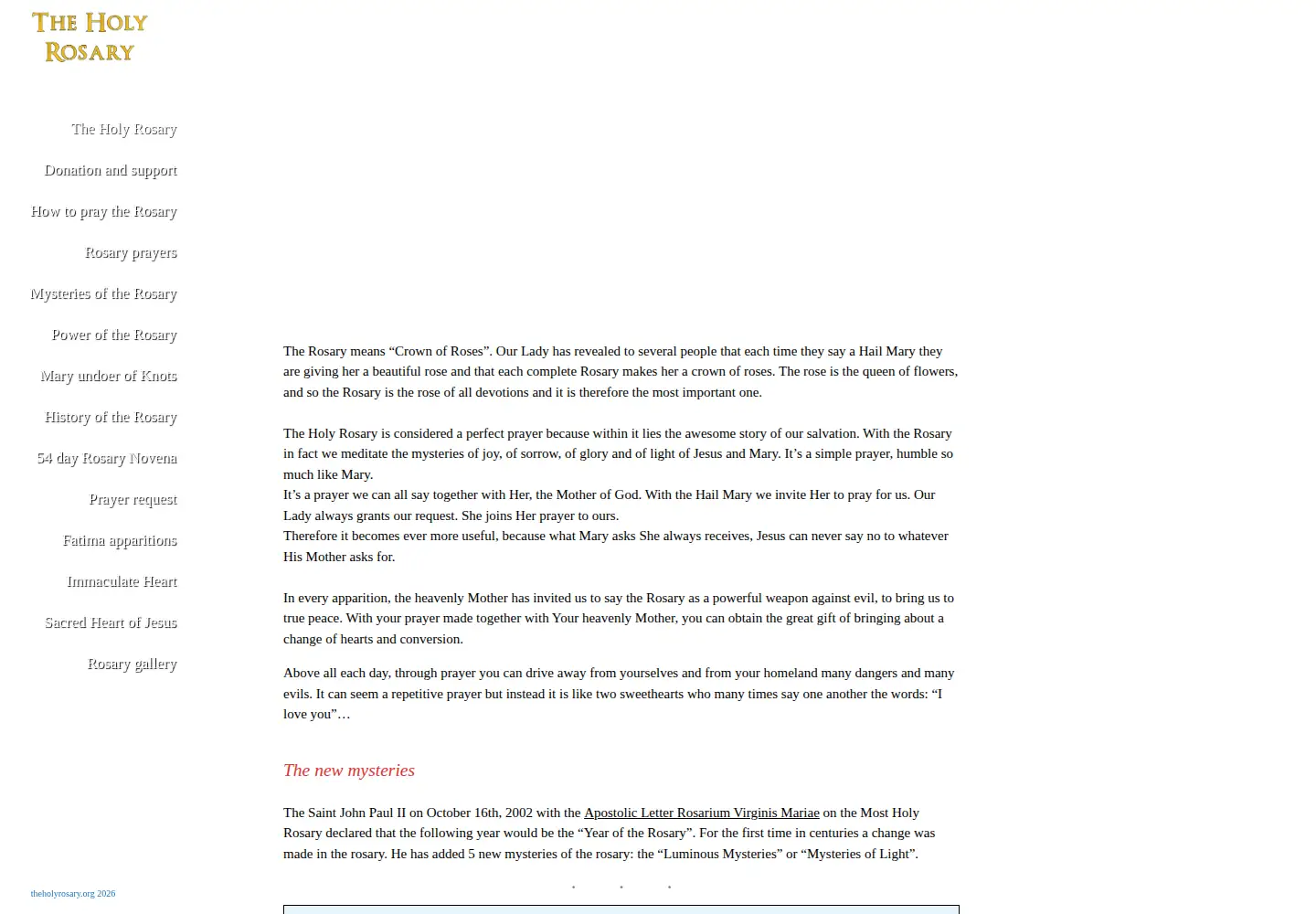 Screenshot of theholyrosary.org