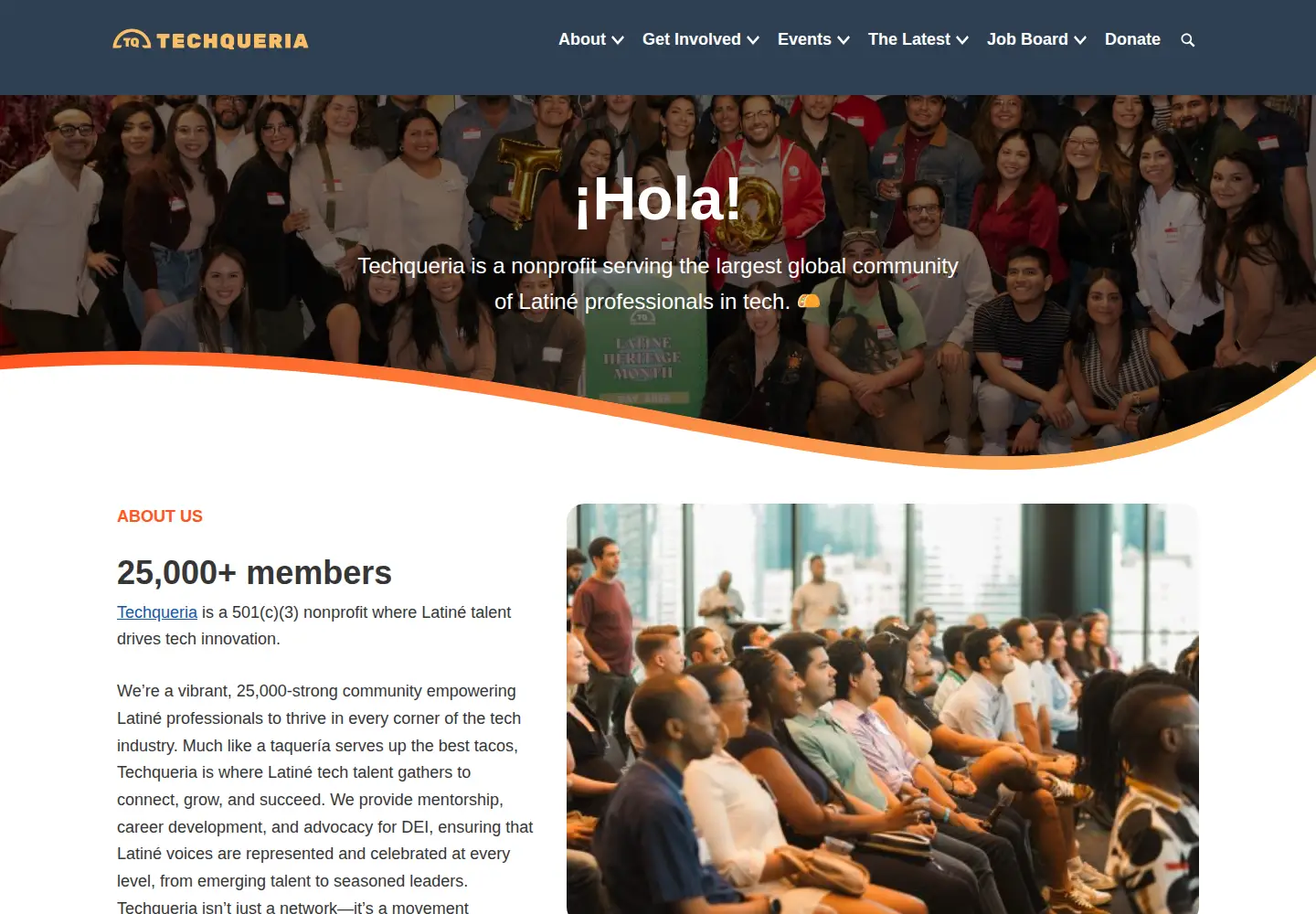 Captured homepage of techqueria.org in the current scan