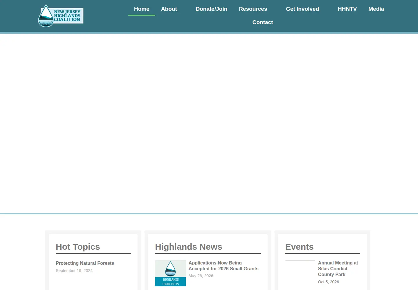 Captured homepage of njhighlandscoalition.org in the current scan