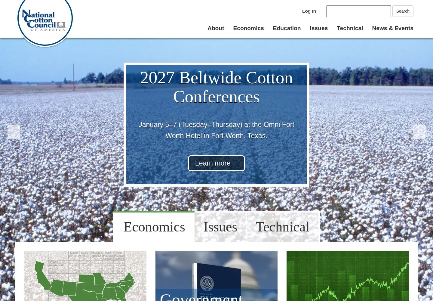 Captured homepage of cotton.org in the current scan