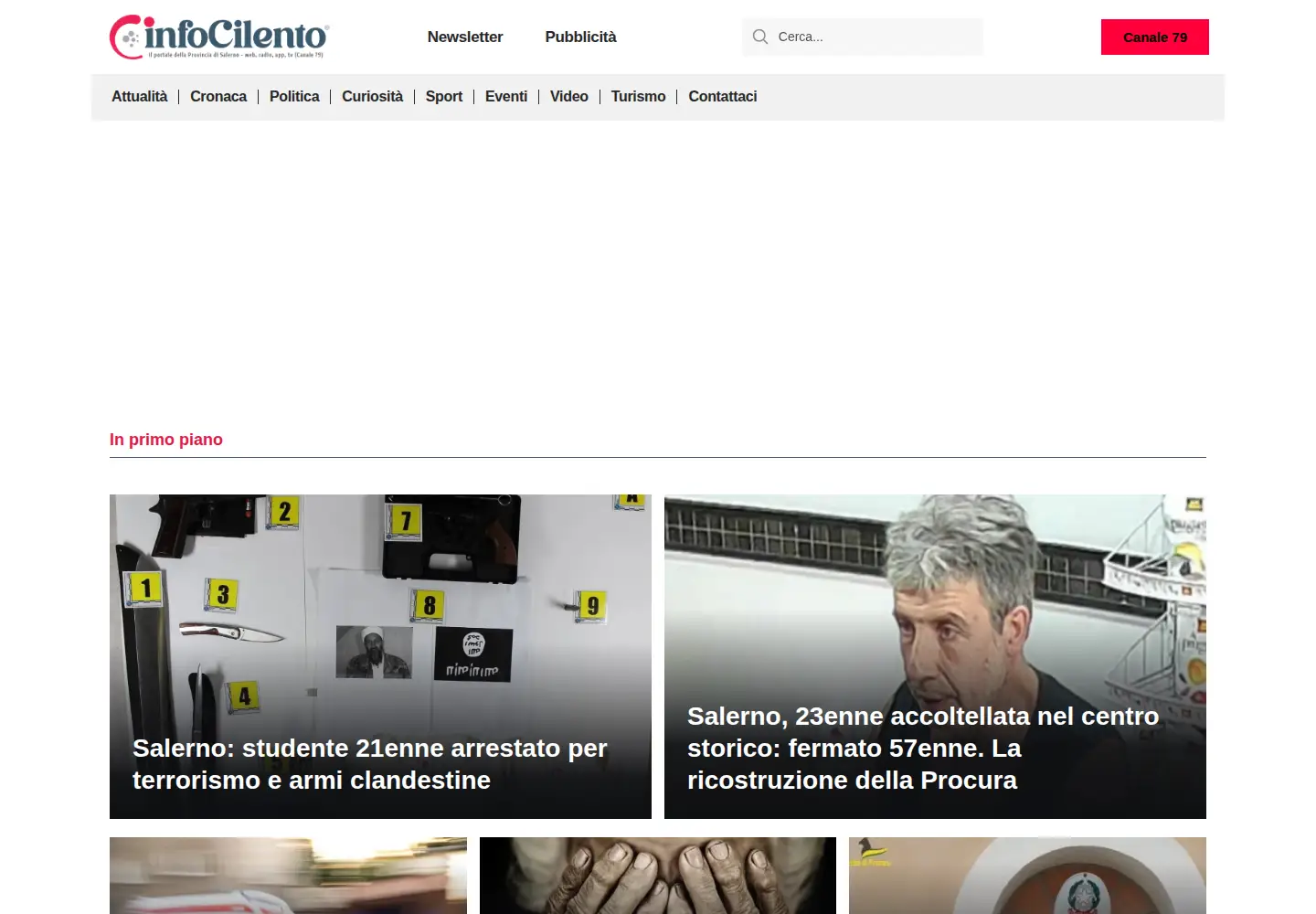 Captured homepage of infocilento.it in the current scan