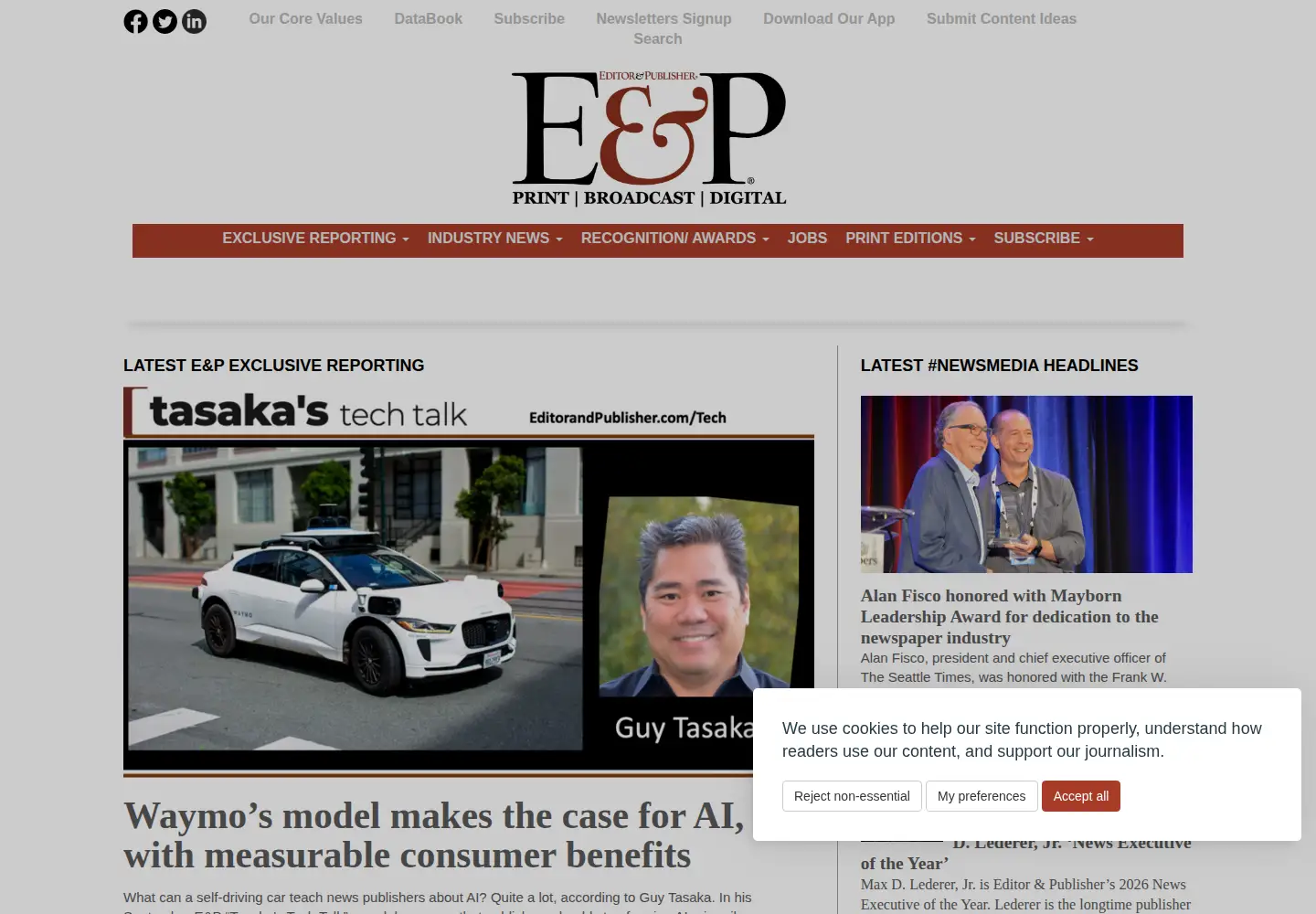 Screenshot of editorandpublisher.com
