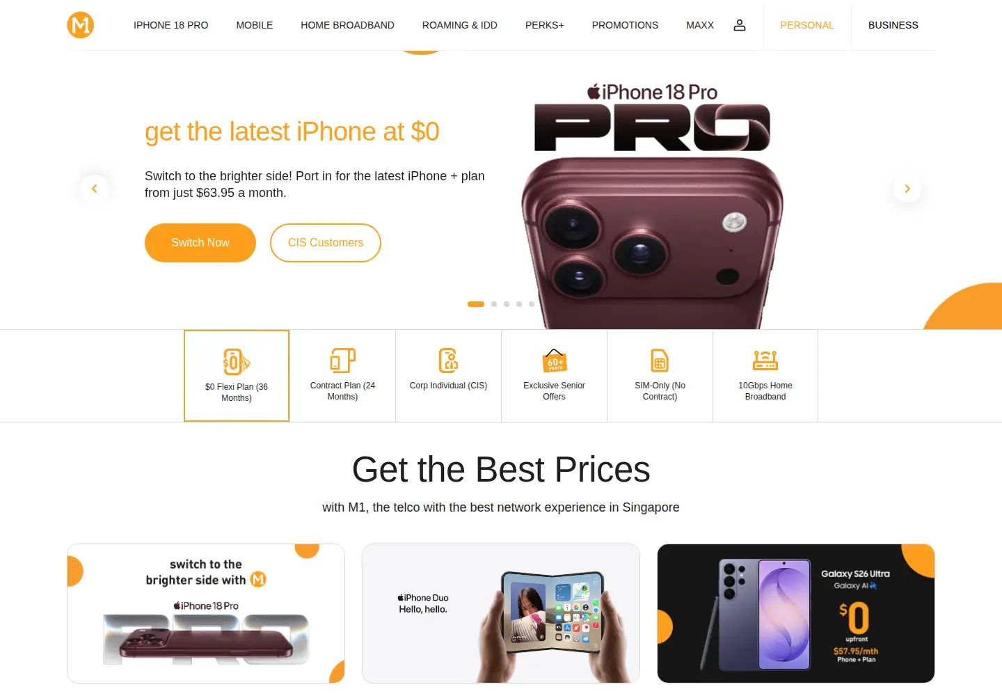 Screenshot of m1.com.sg