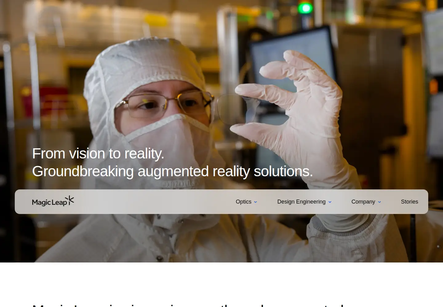 Screenshot of magicleap.com