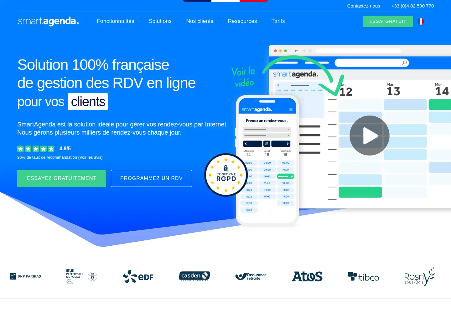 Screenshot of smartagenda.fr