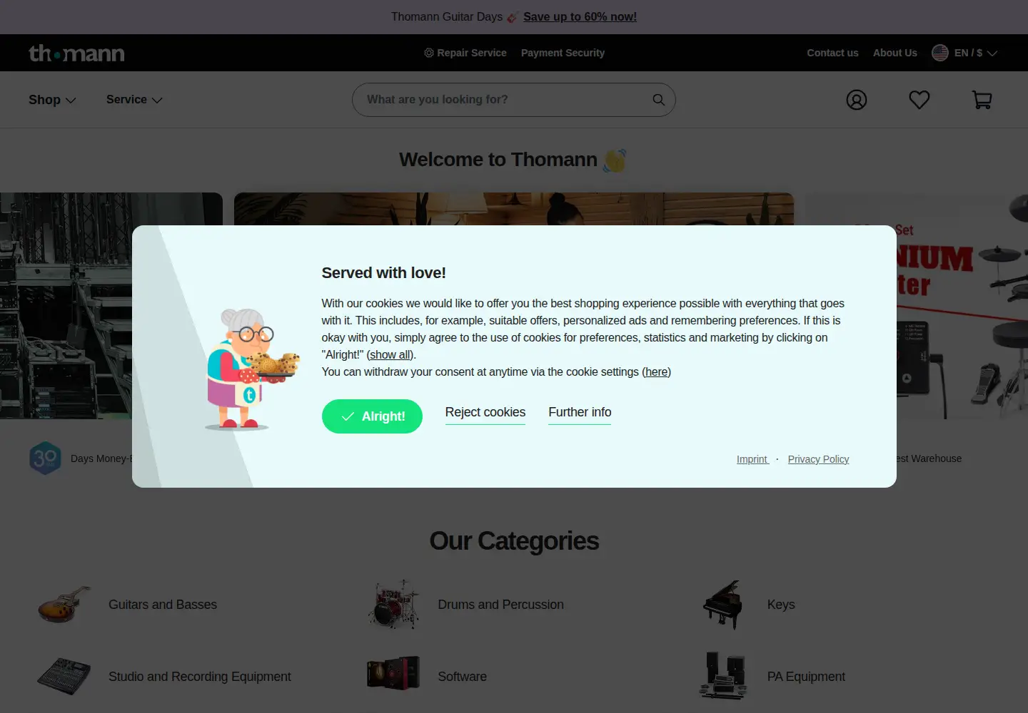 Screenshot of thomannmusic.com