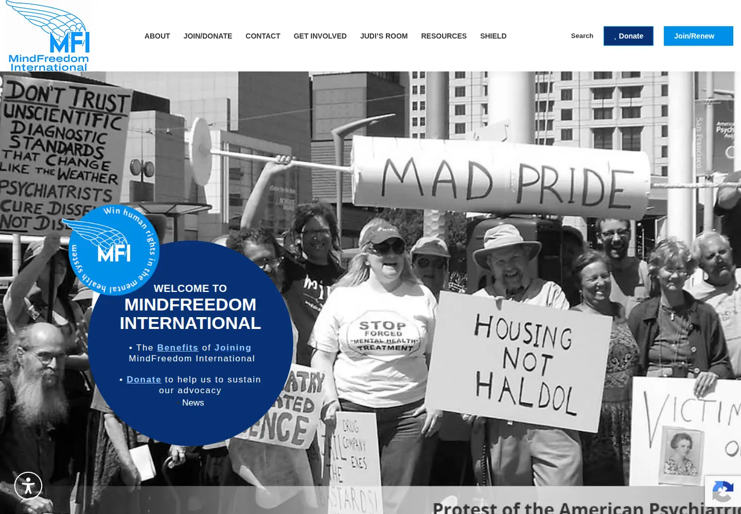 Screenshot of mindfreedom.org