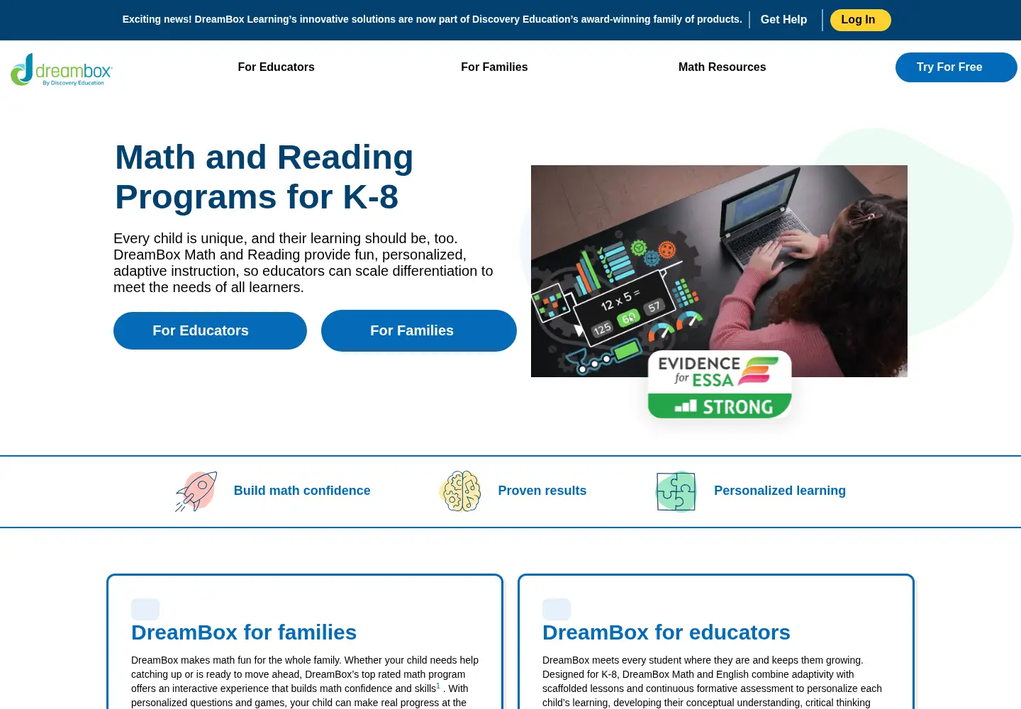 Screenshot of dreambox.com
