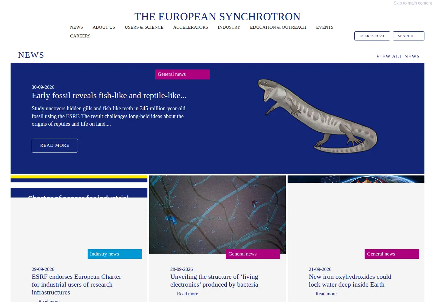 Screenshot of esrf.eu
