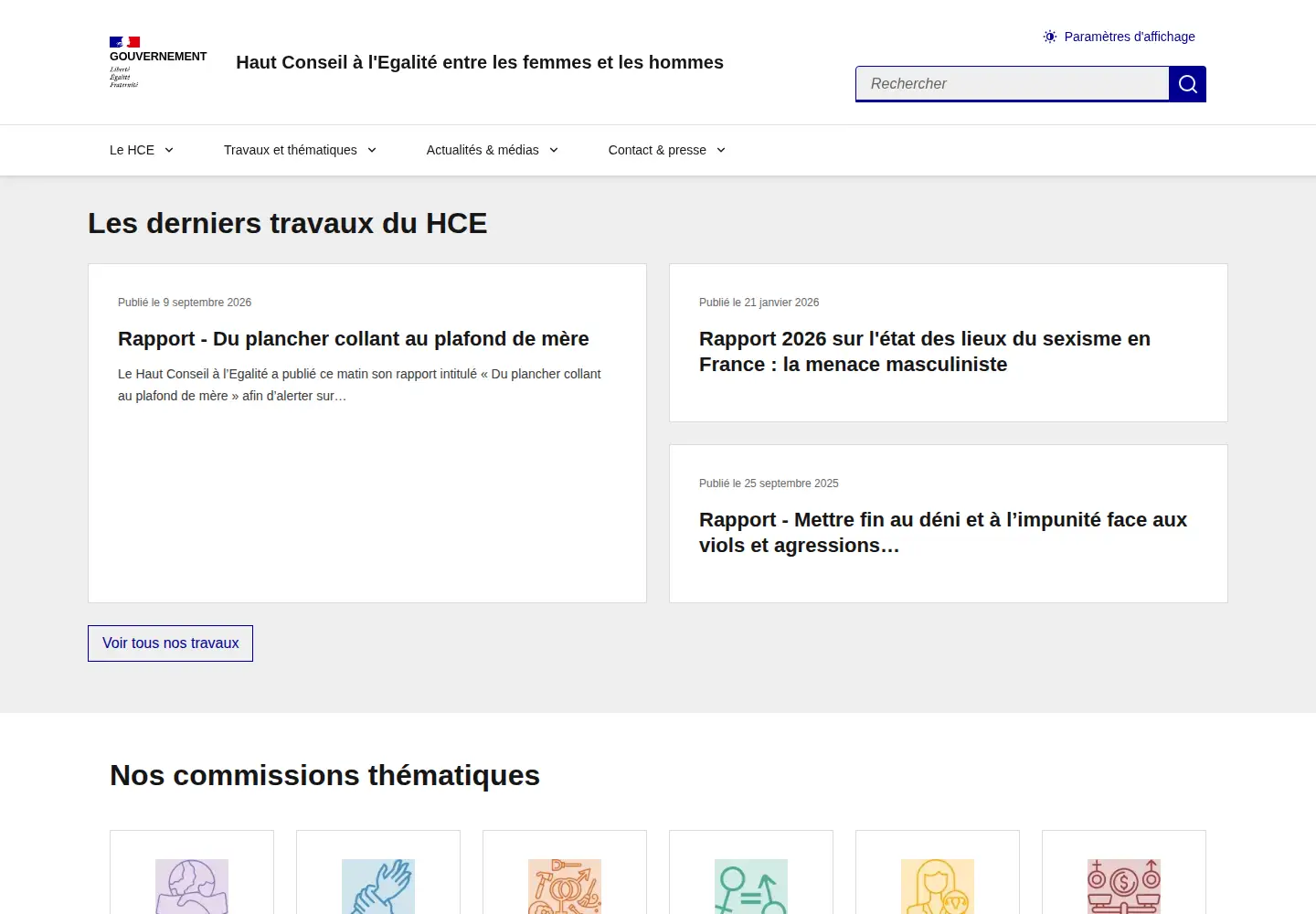 Screenshot of haut-conseil-egalite.gouv.fr