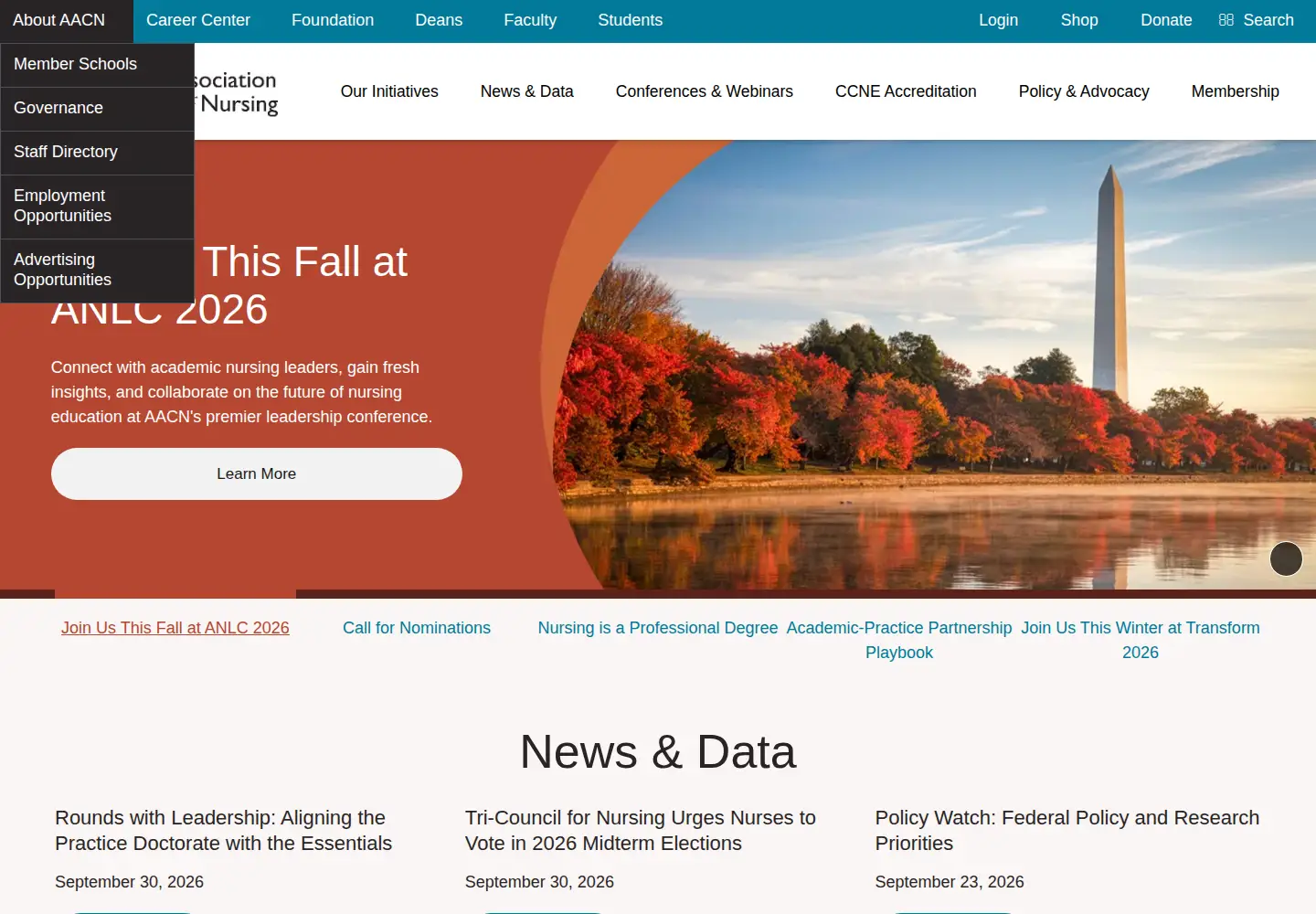 Screenshot of aacnnursing.org
