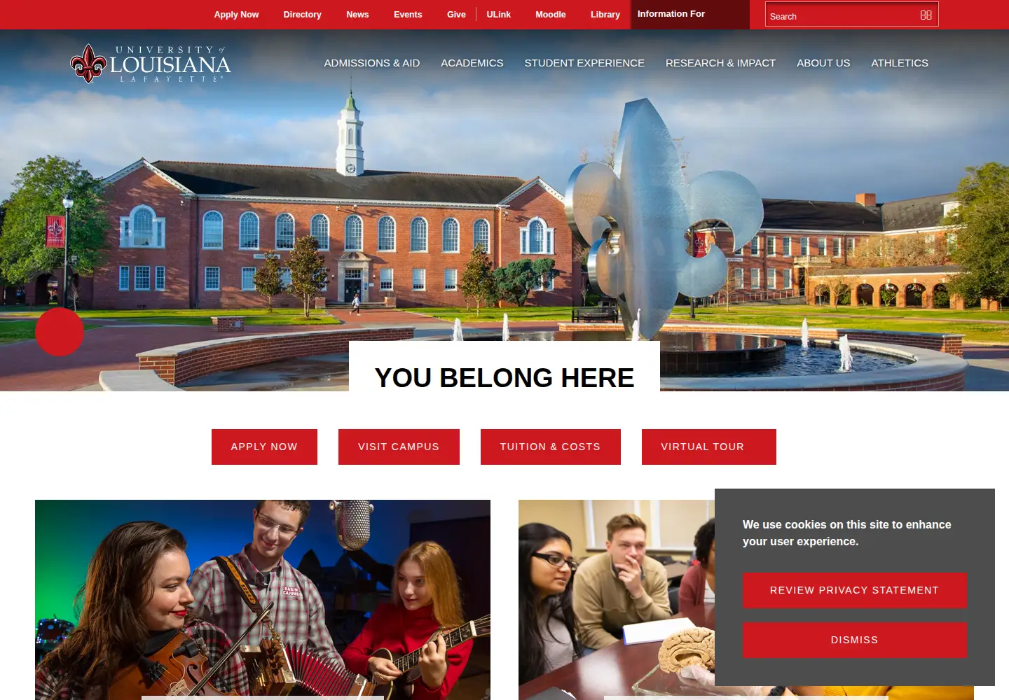 Screenshot of louisiana.edu