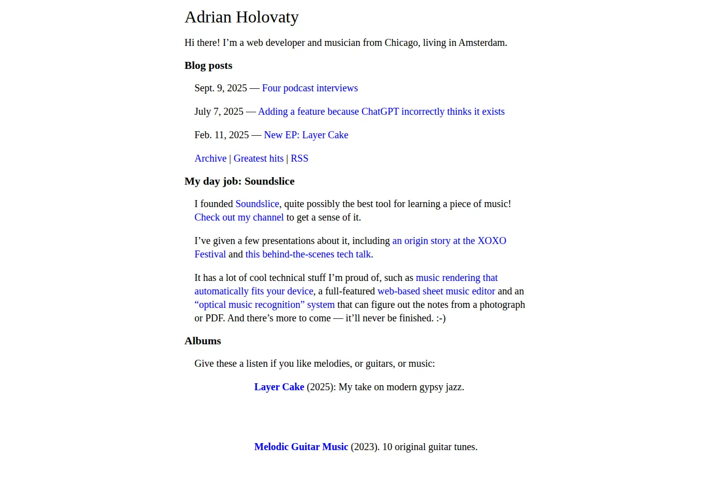 Screenshot of holovaty.com