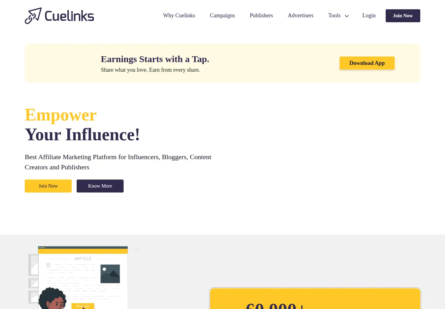 Screenshot of cuelinks.com