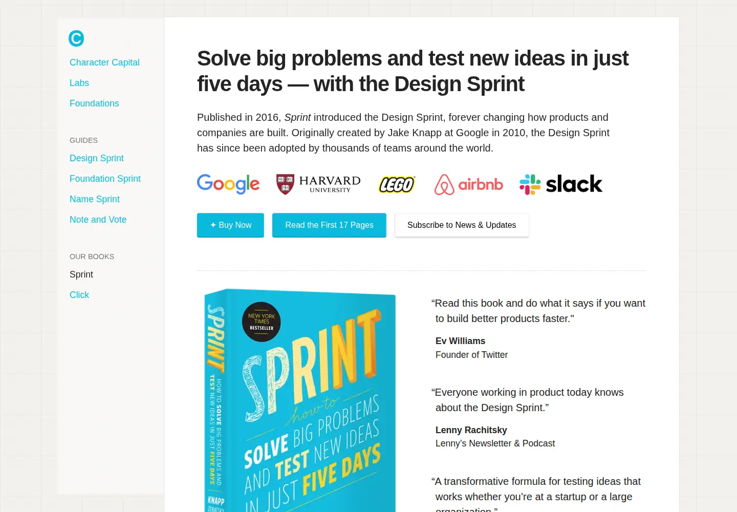 Screenshot of thesprintbook.com
