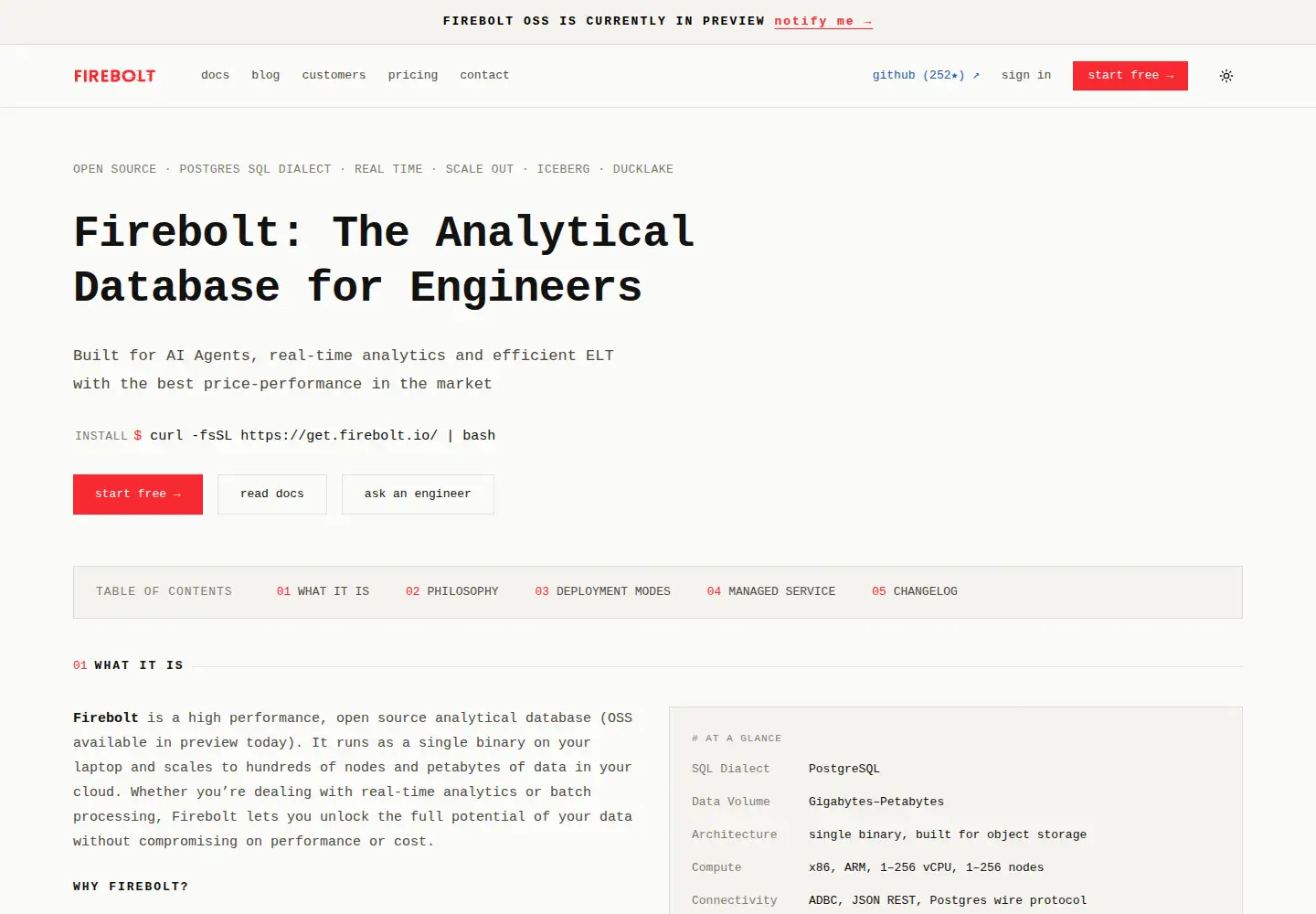 Screenshot of firebolt.io