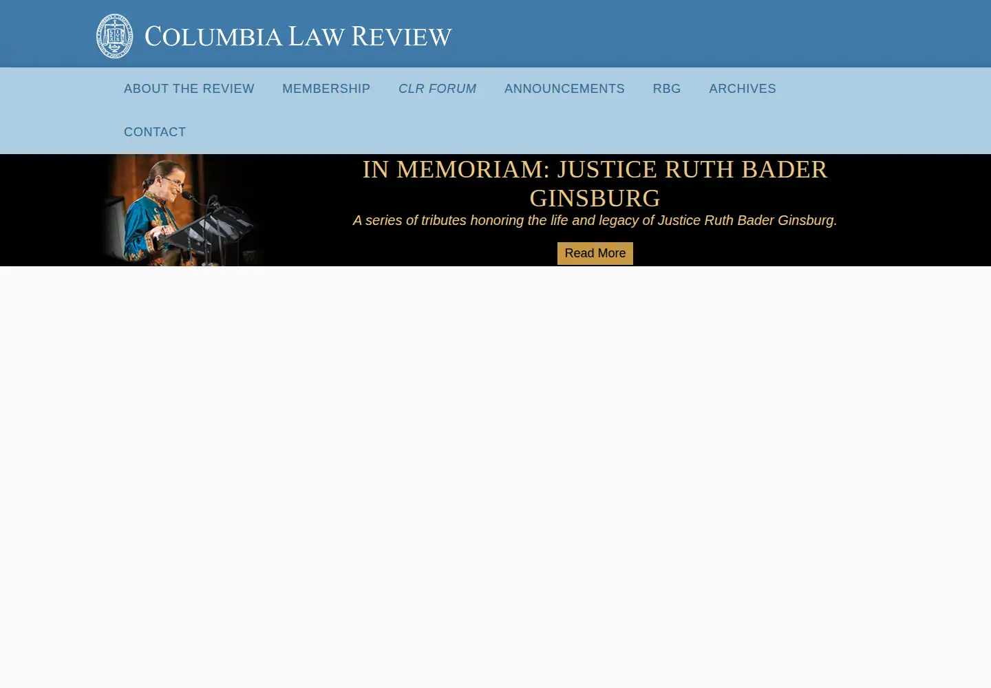 Captured homepage of columbialawreview.org in the current scan