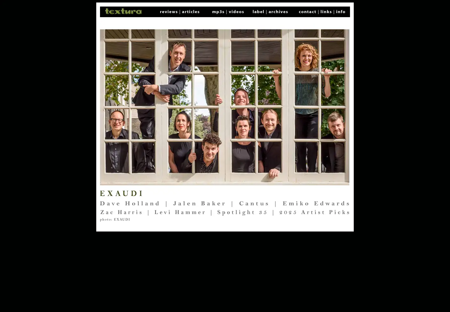 Captured homepage of textura.org in the current scan