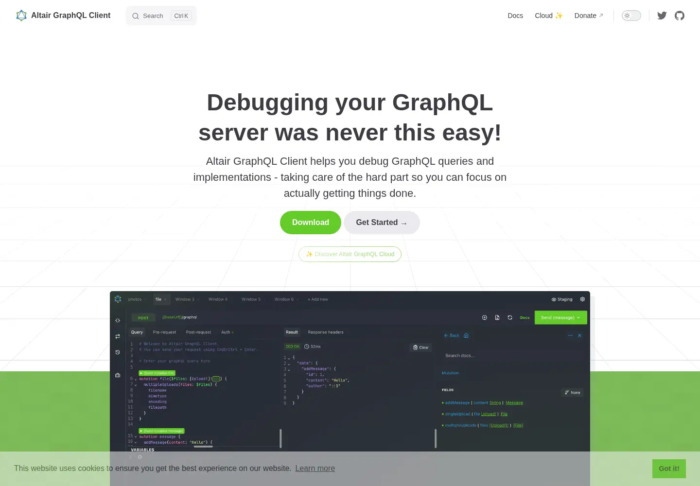 Screenshot of altairgraphql.dev