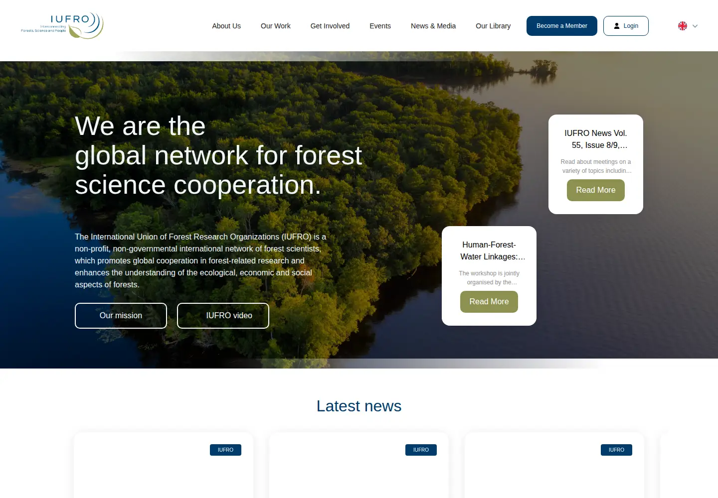 Captured homepage of iufro.org in the current scan
