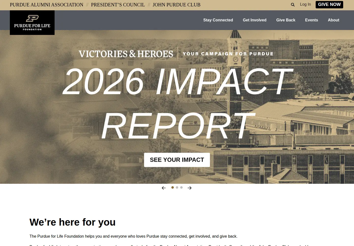 Screenshot of purdueforlife.org