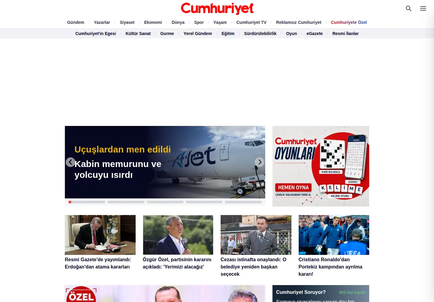 Screenshot of cumhuriyet.com.tr