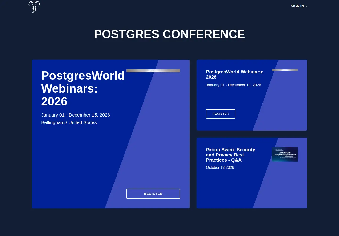 Screenshot of postgresconf.org