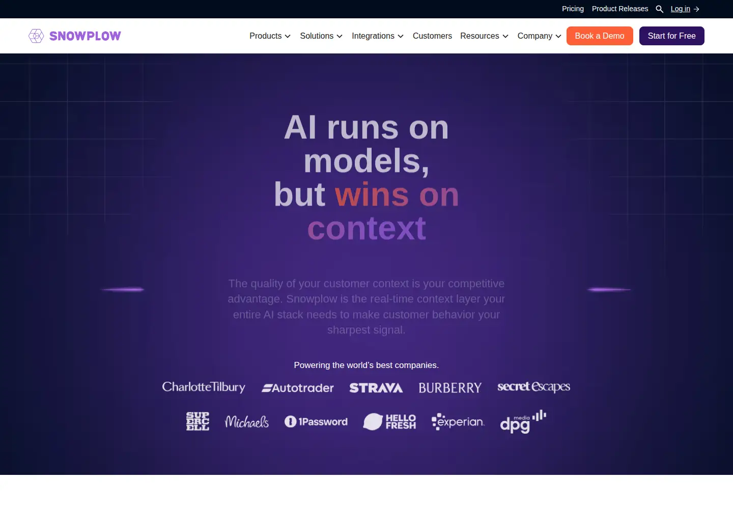 Screenshot of snowplow.io