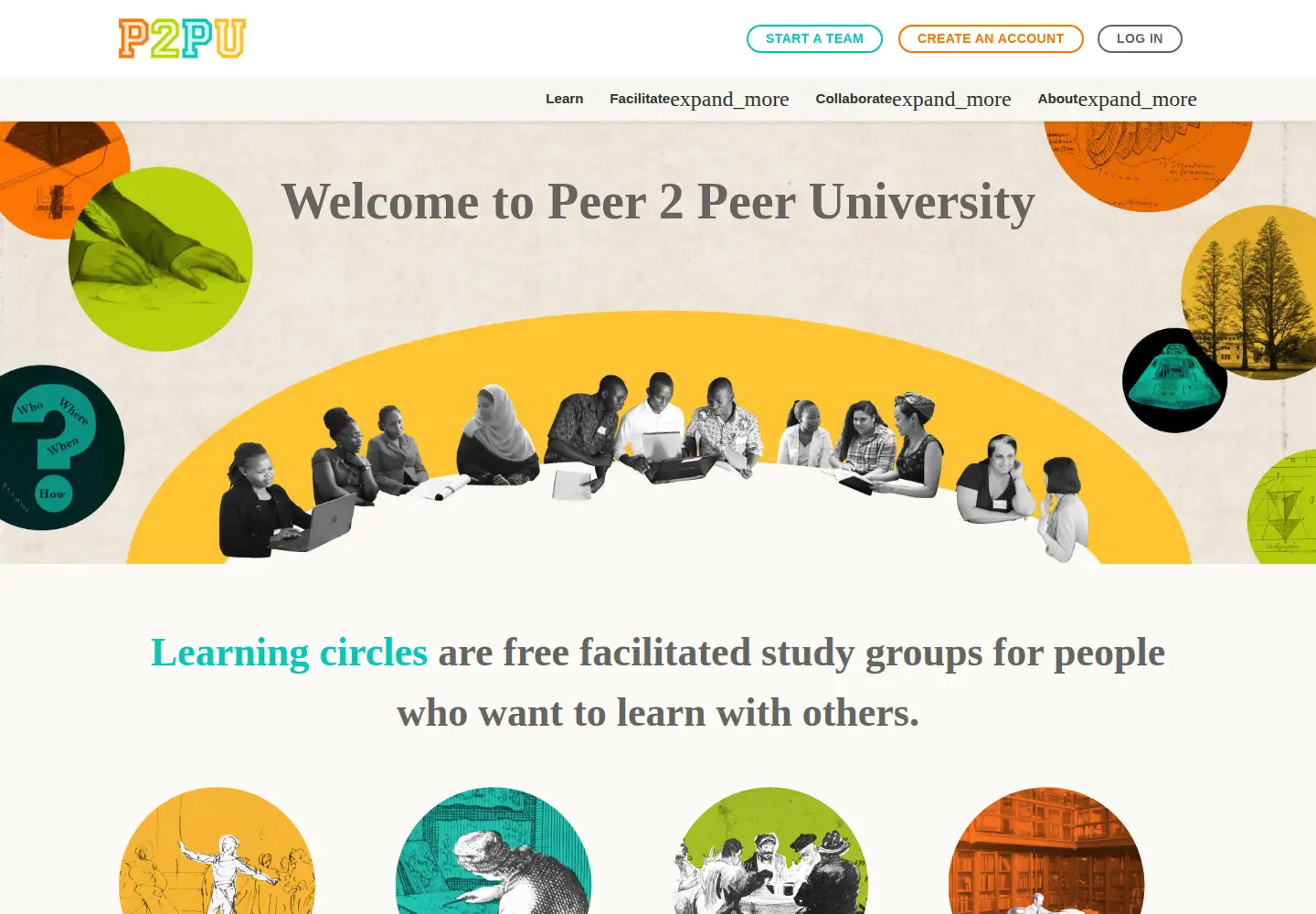 Screenshot of p2pu.org