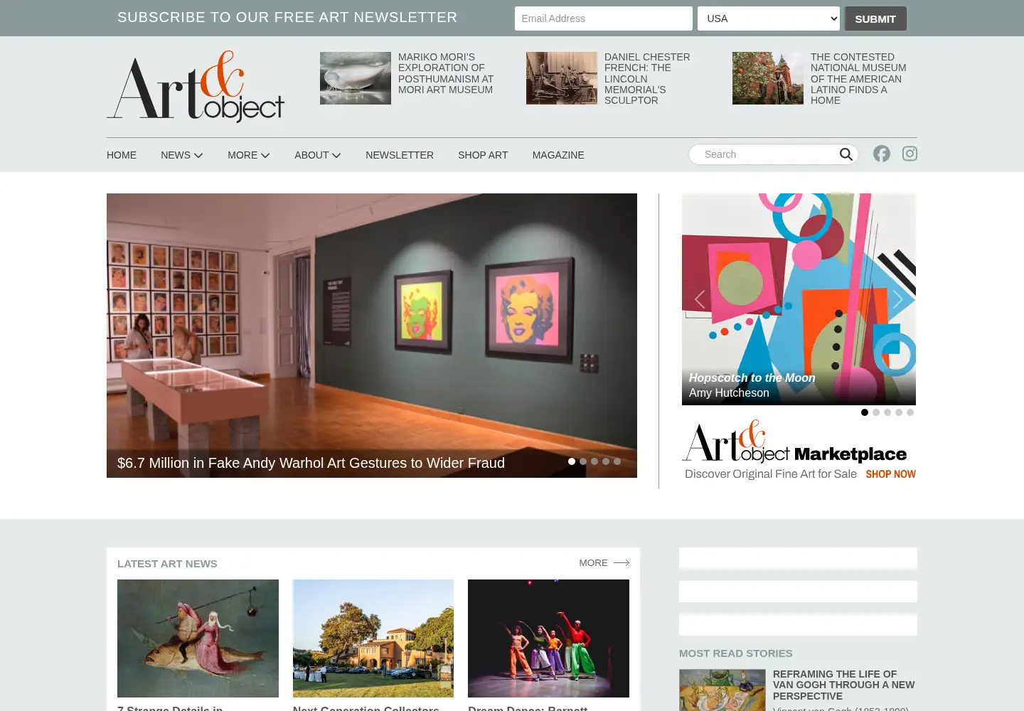 Screenshot of artandobject.com