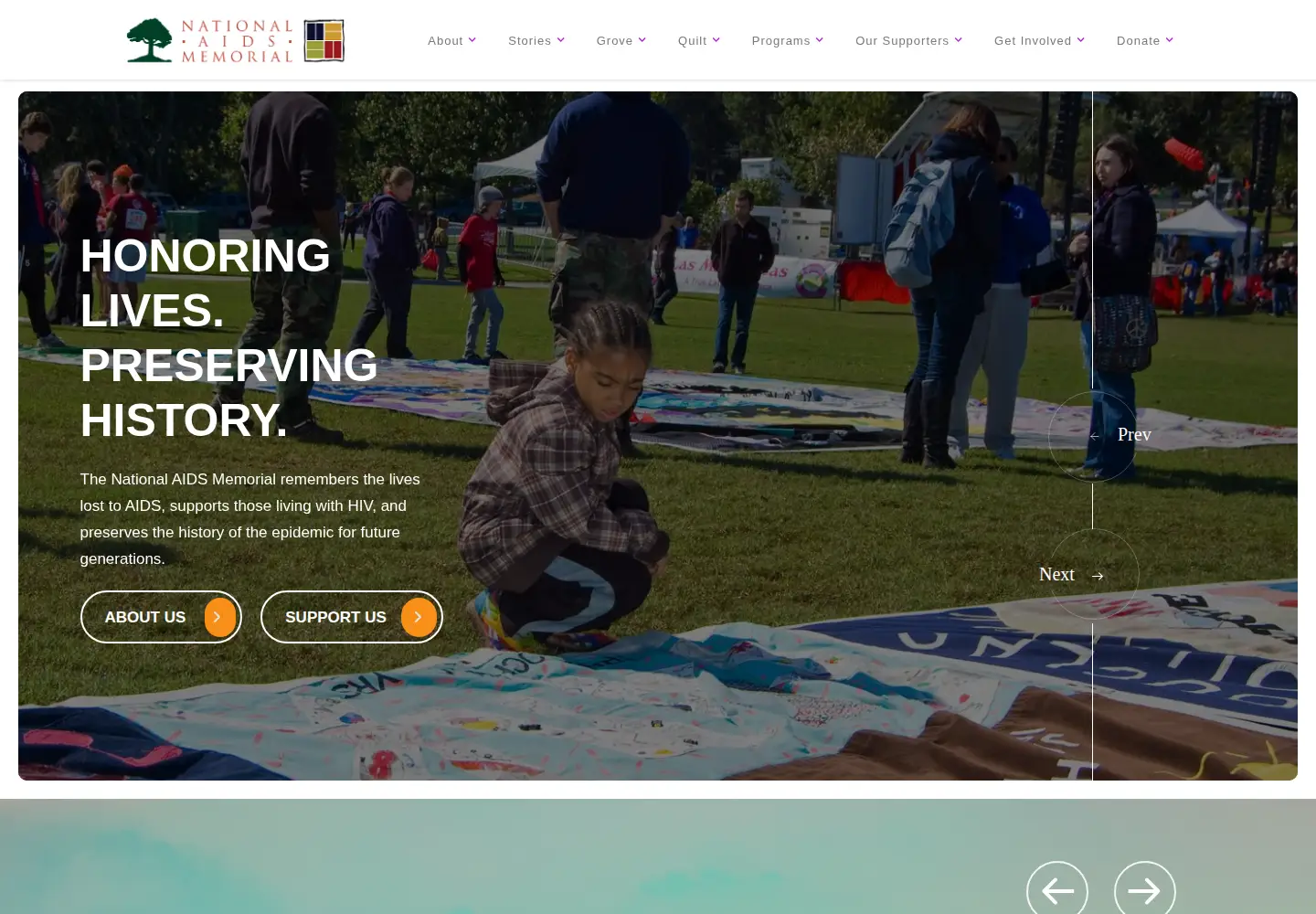 Screenshot of aidsmemorial.org