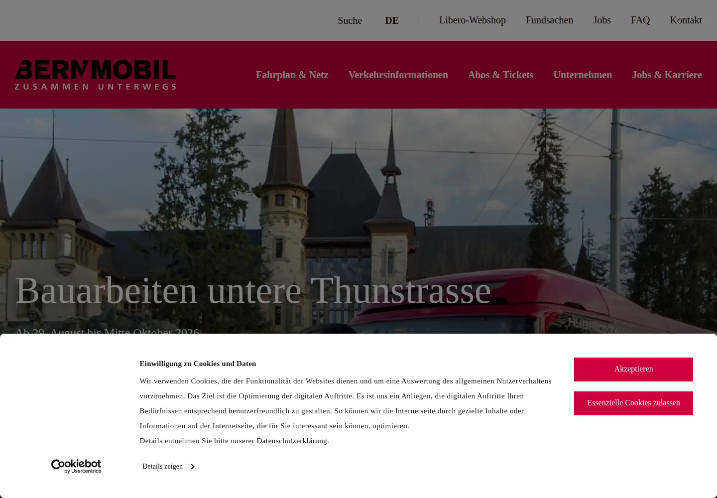 Screenshot of bernmobil.ch
