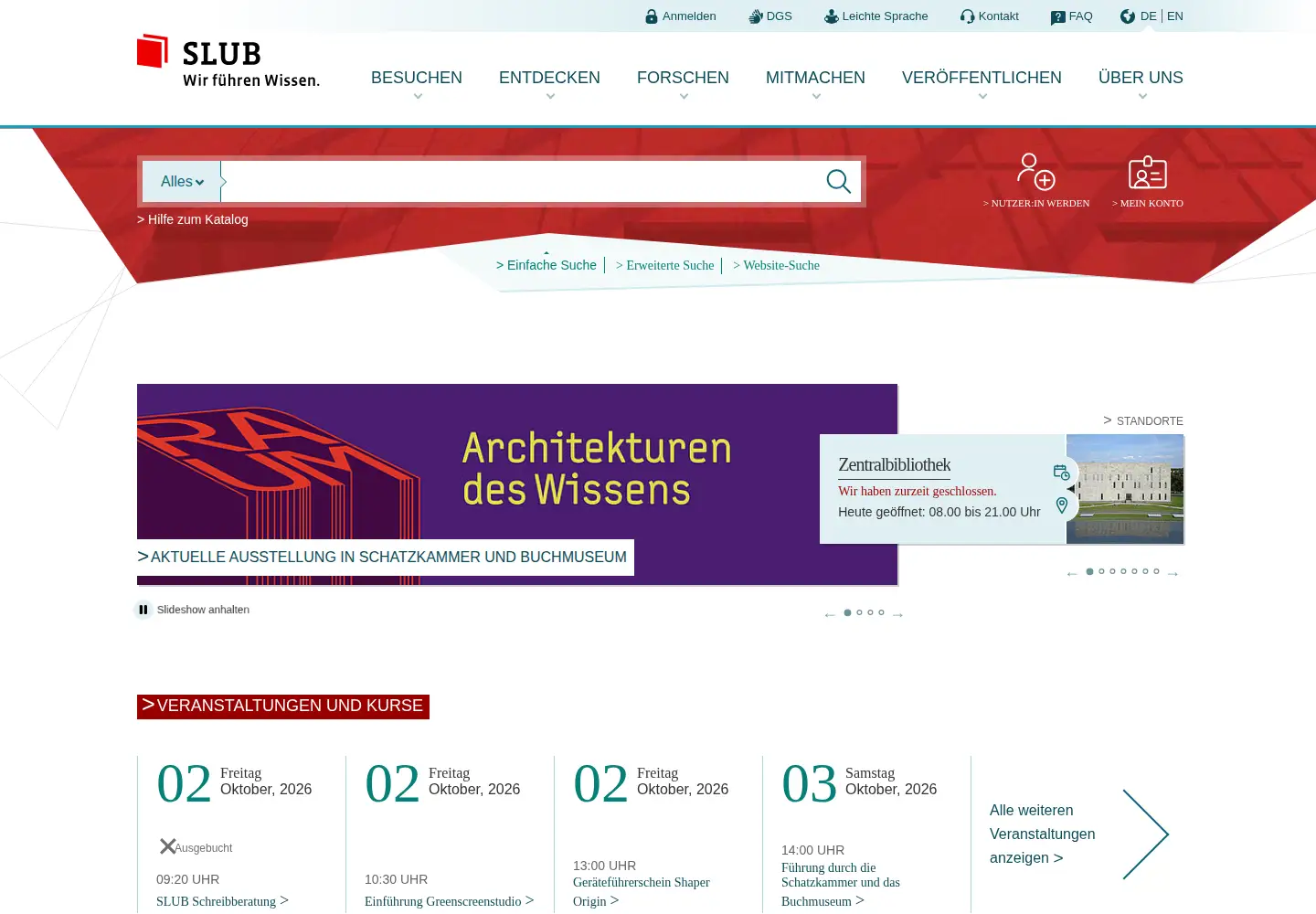 Screenshot of slub-dresden.de