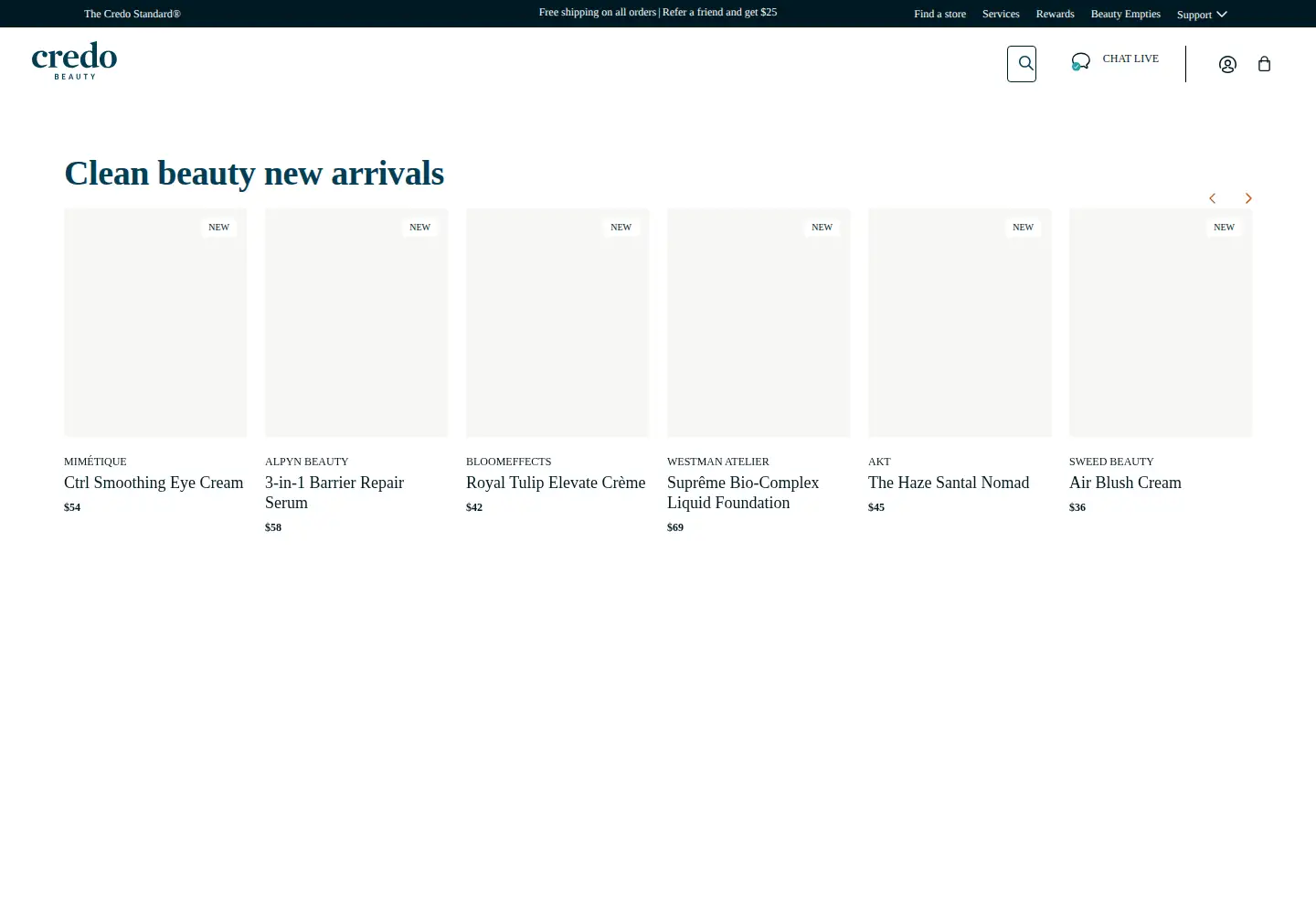 Screenshot of credobeauty.com