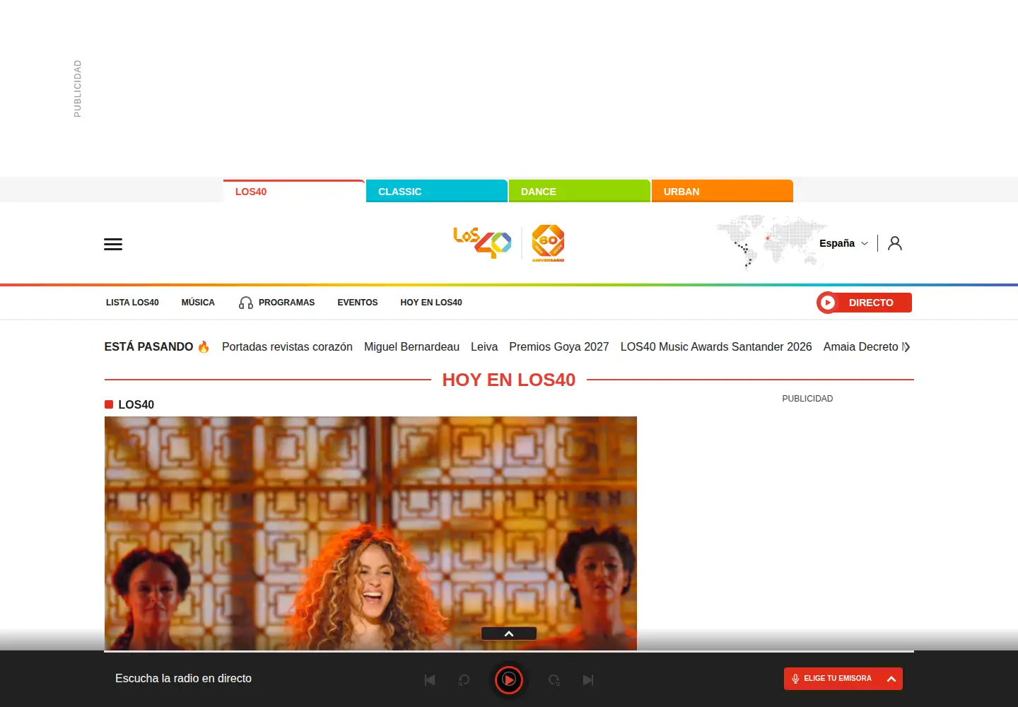 Screenshot of los40.com