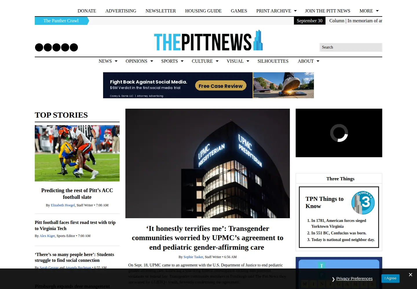 Screenshot of pittnews.com
