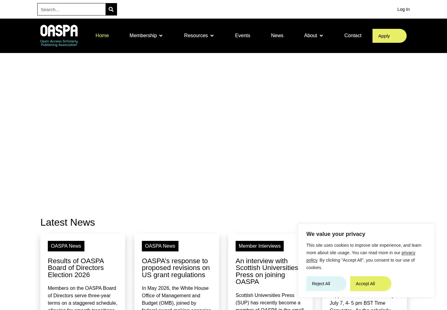 Screenshot of oaspa.org